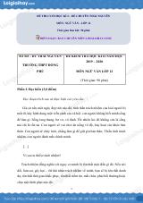 Giải đề thi kì 2 Ngữ văn lớp 12 năm 2019 - 2020 trường THPT Chuyên Thái Nguyên
